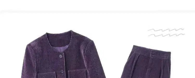 Fashionable Corduroy Set Women's Autumn Winter New Style Elegant Lady Fragrance Wind Coat Wide Leg Pants Two Piece Suit