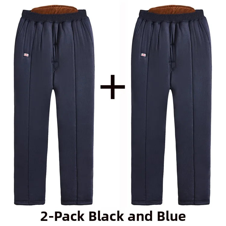 Thickened Cotton Pants for Middle-Aged And Elderly Men Winter Warm High-Waist Fleece-Lined Dad Pants Cold-Resistant Camel Cot...
