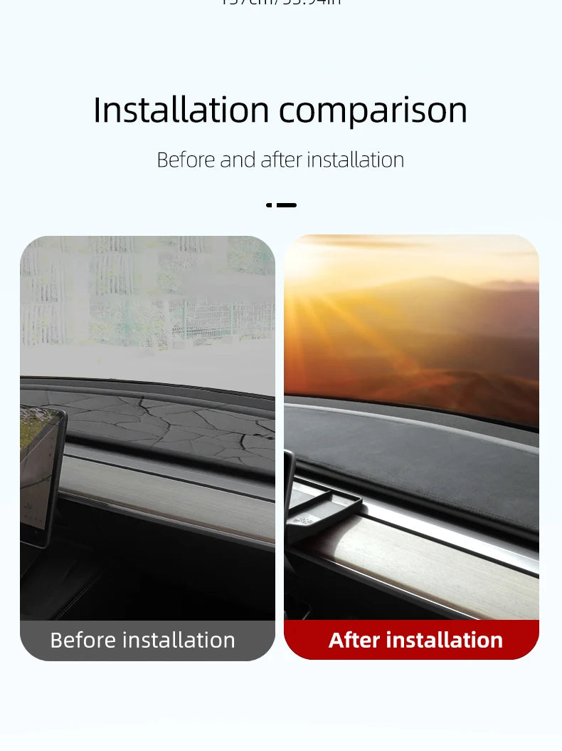For Tesla Model Y Juniper Suede Leather Dashmat Model 3 Highland Car Dashboard Cover Pad Dash Mat SunShade Carpet Accessories