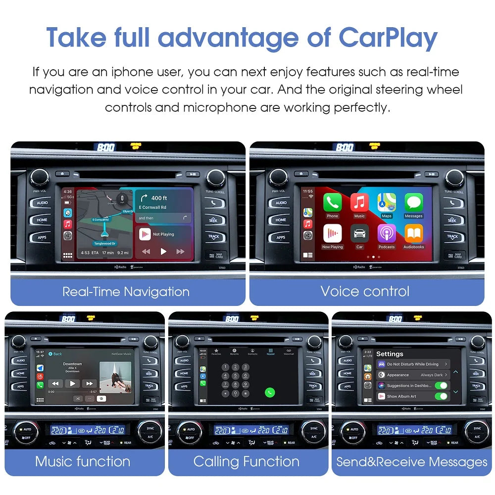 Wireless Carplay Android Auto for Toyota with Touch2 Entune2.0 2014-2019 Fits for Tundra/Highlander/RAV4/Tacoma/Camry/Corolla
