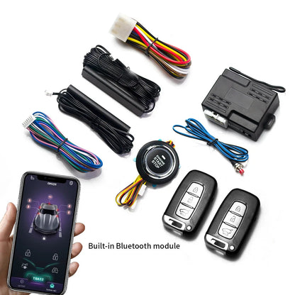 Universal 12V Car Smart Keyless Entry Bluetooth Remote Start System Start Stop Ignition Button Car Alarm Accessories