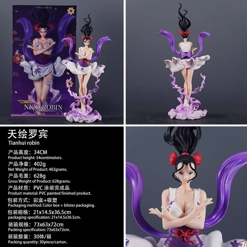Tianhui One Piece Nico Robin Figure Pvc Material 34cm Painted Finished Anime Beautiful Girl Statue Collectible Desktop Ornament