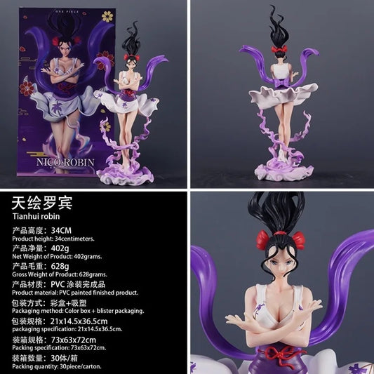 Tianhui One Piece Nico Robin Figure Pvc Material 34cm Painted Finished Anime Beautiful Girl Statue Collectible Desktop Ornament