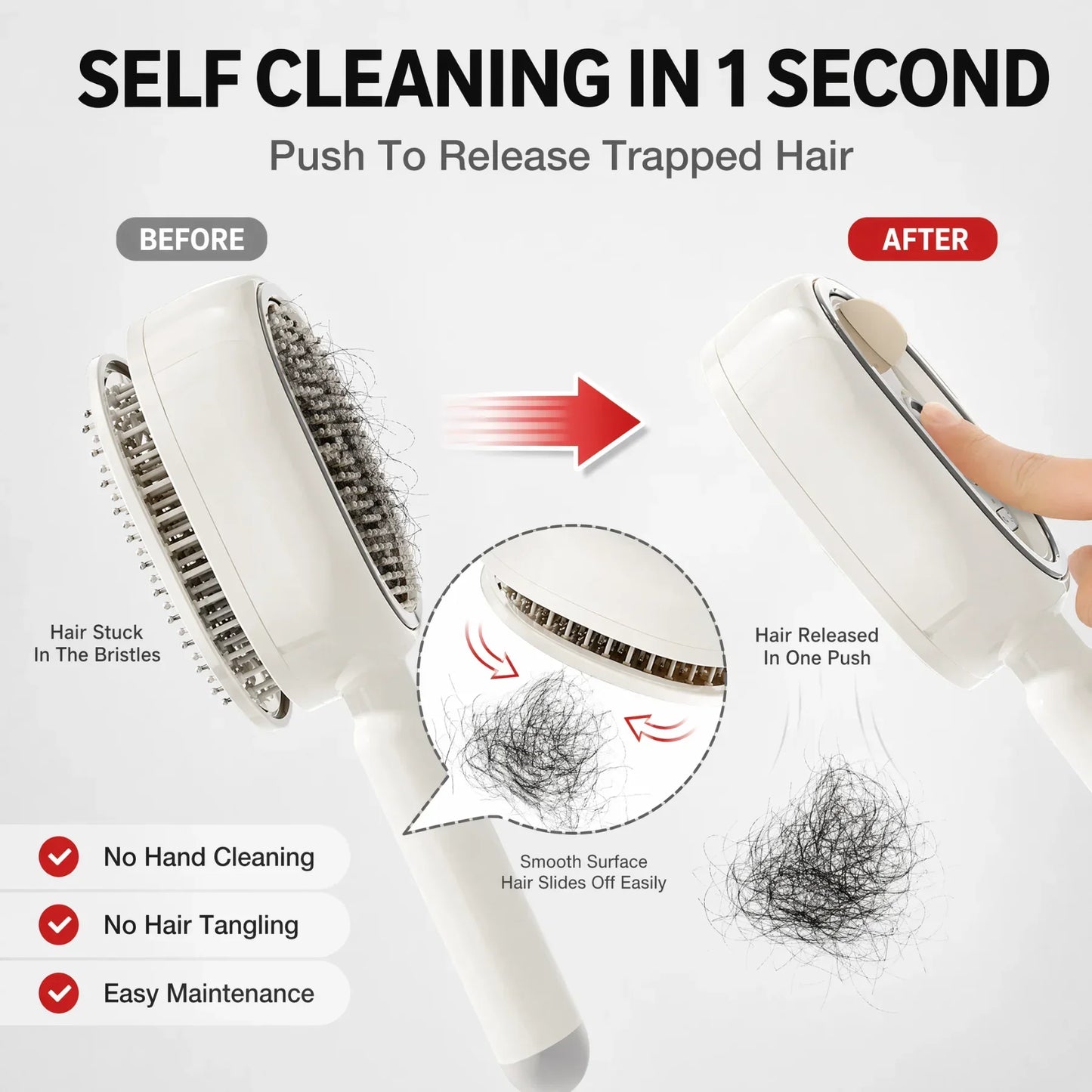 Self Cleaning Hair Brush with Mist Spray Scalp Massager Anti Frizz Detangling Comb Portable Rechargeable Hair Care Tool