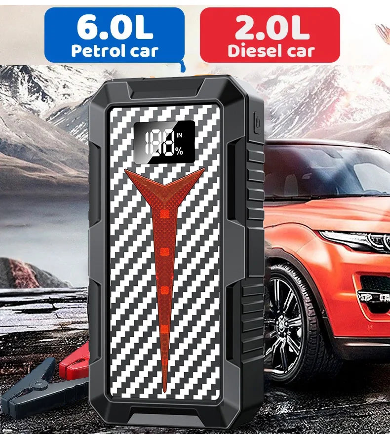 2026 New Portable Smart Jump Starter 12V Car Battery Booster  Power Bank with LED Light and Quick Charge Function work