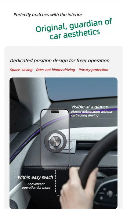 TEMAI A-Pillar Traceless Magnetic Floating Mount for Tesla Model 3 Highland Model Y/YL Juniper, Stylish Phone Mount