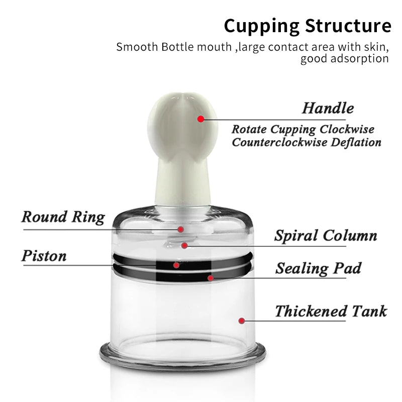 Manual Rotating Cupping Vacuum Cupping Massage Device Suction Cup Anti Cellulite Massager Cupping Nipple Enhancer Cupping Tool