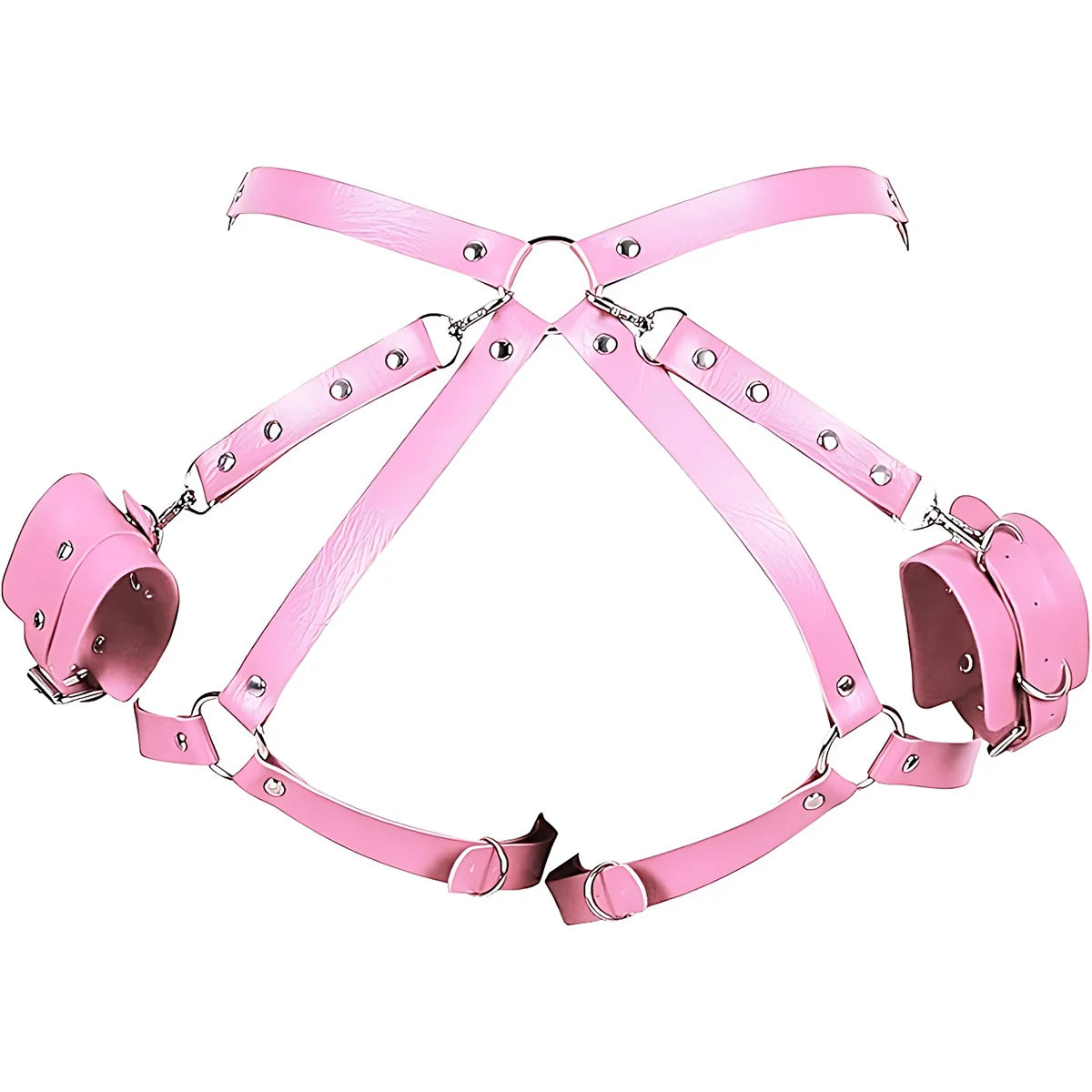 Exotic Accessories SM Bondage Kit Leather Thigh Cuffs Waist Belt Handcuffs Bed Strap Adult Role Play Toy for Couples
