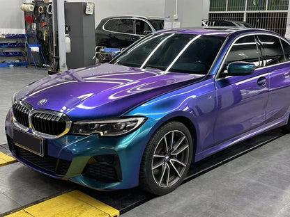 Sparkle Metallic Chameleon Vinyl Wrap Film Roll Purple to Blue Adhesive Decal Vehicle Car Wrapping