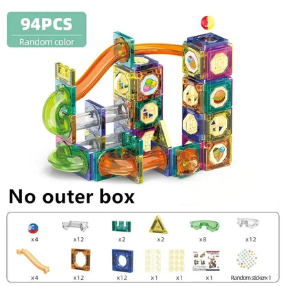 Educational Colorful Magnetic Sheet for Kids Toys with Slide Ball Building Blocks Pipe Magnet Splicing Track Puzzle Toy Window