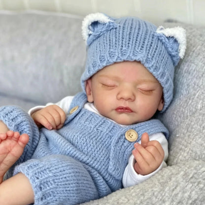 BZDOLL 45CM Cute Sleeping Reborn Baby, 18inch Cloth Body with Vinyl Limbs, 3D-Skin & Visible Veins, Kid Toy & Art Collection