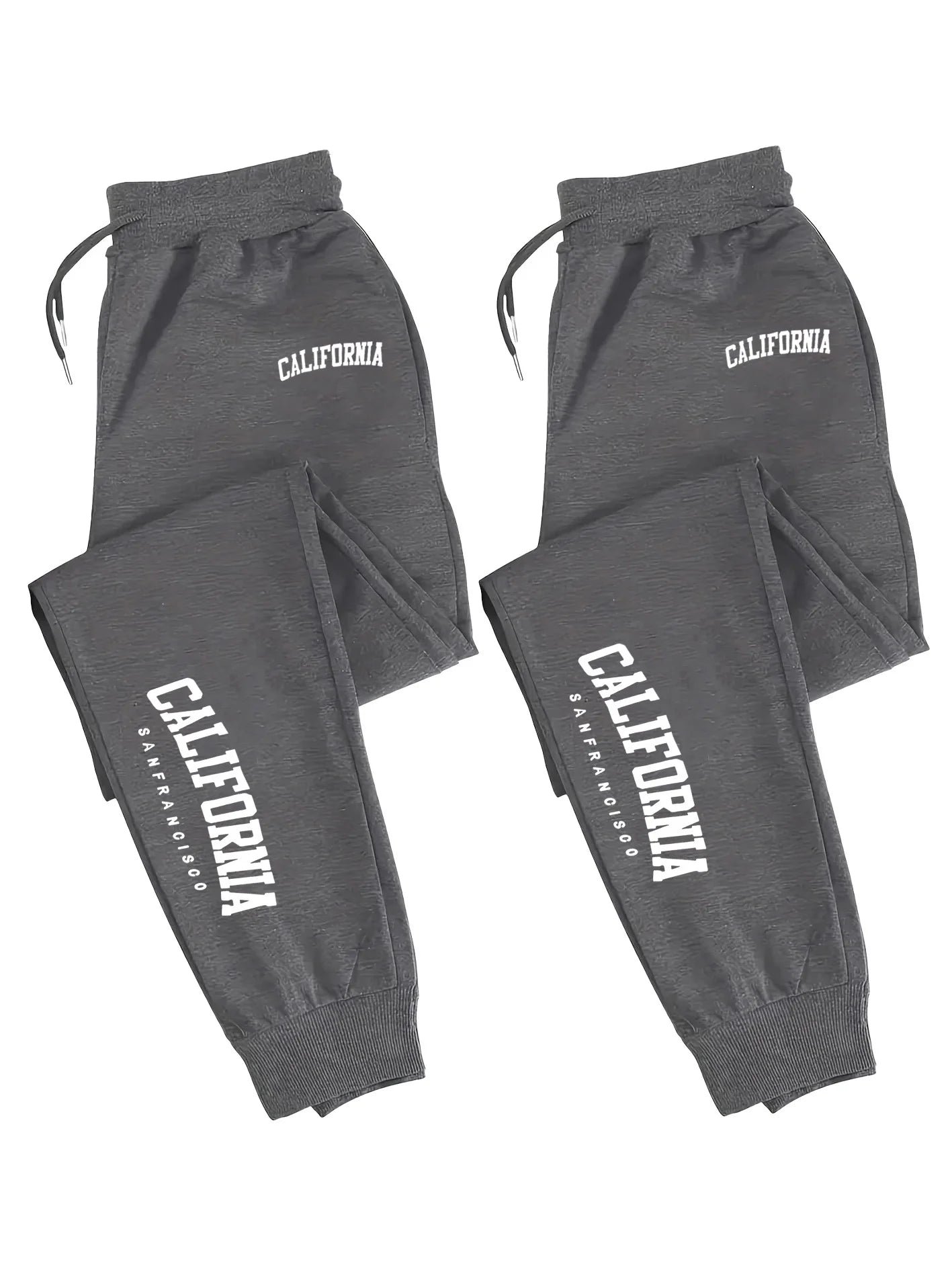 2 Pack Men's Print Polyester Joggers, Drawstring Waist, Wrinkle-Resistant, Breathable, Slim-Fit, Cuffed Hem, Ideal for S