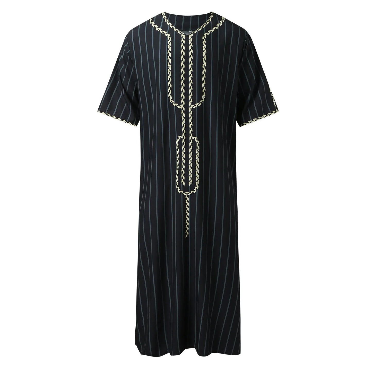 Men's Summer Islamic Robe 2026 Loose Moroccan Kaftan 3D Digital Print Middle East Traditional Muslim Thobe for Cultural Events