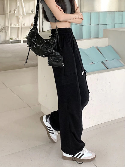 American Drawstring Design Cargo Pants Women Fashion Hip-hop Streetwear Woman Trousers New 2024 Summer All-match Cargo Pants