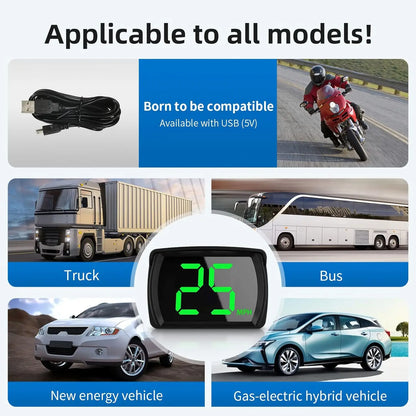 Car GPS HUD Head Up Display Universal Digital Speedometer Projector Kmh/Mph Big Font Speed Meter Displayer USB Cable Plug & Play