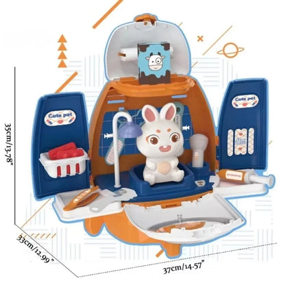 Pet Cat Dog Carrier Backpack Toy, 18PCS Pet Care Playset,Vet Clinic and Doctor Kit for Kids, Pet Veterinarian Medical Role Play
