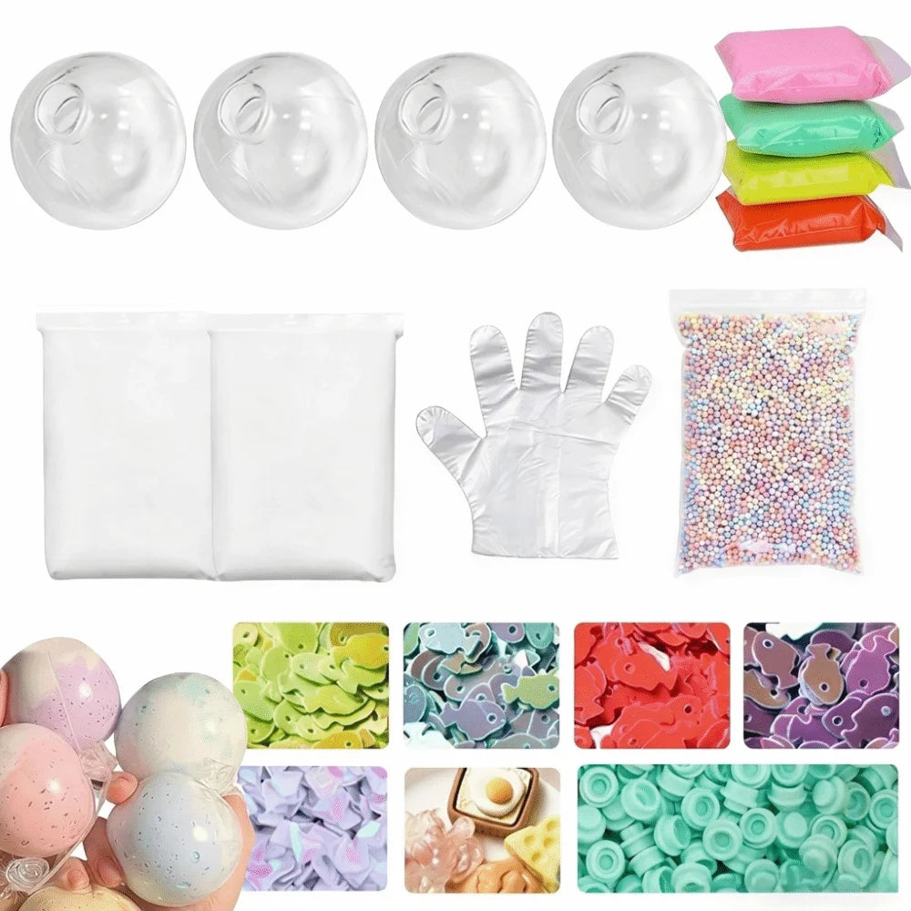 TPR Empty Ball Skin DIY Squishy Stress Relief Kit Clear Refillable Handmade Craft Supplies for Custom Fidget Toys