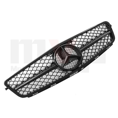 Glossy Black AMG Style Bumper Grille Grill With OE Style Emblem Logo For Mercedes Benz C-Class W204 2008-14 C180 C200 C250 C350