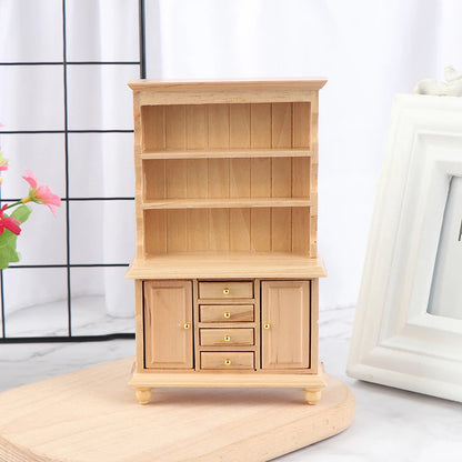 1Pcs Dollhouse Miniature furniture Bookcase Display Shelf Modern Style Wood Bookcase Doll House Toys