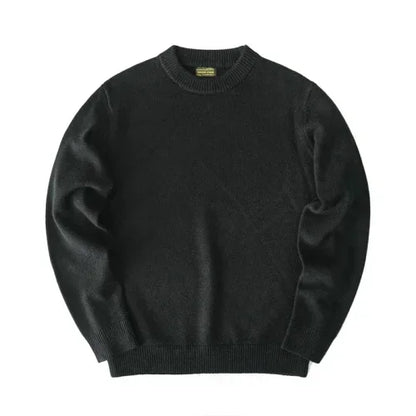 Sauce Zhan Mens Sweater Pullover Sweaters for Men O-neck Solid Color 100% Sheep's Wool Autumn Winter Sweater  High Density