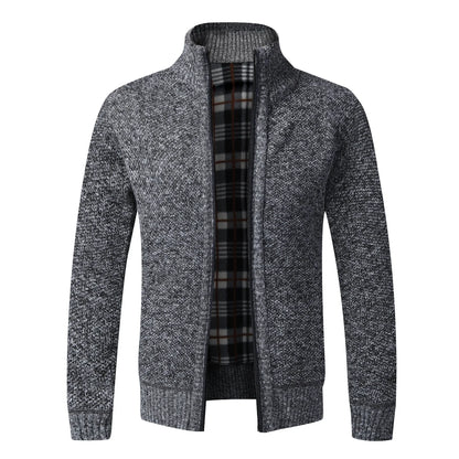 Autumn Winter Warm Cardigan Men Fleece Sweaters Full Zip Jackets Slim Fit Luxury Brand Knitted Sweater Coat American Jersey