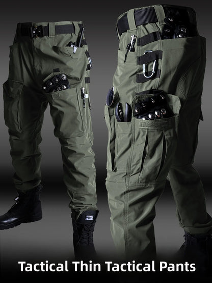 Black American Style Outdoor Training Pants Quick Dry Tactical Multi Pocket Men's Waterproof Wear Resistant Cargo Pants