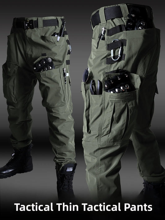 Black American Style Outdoor Training Pants Quick Dry Tactical Multi Pocket Men's Waterproof Wear Resistant Cargo Pants