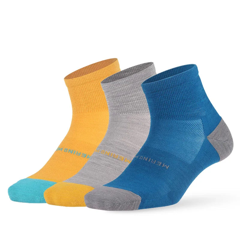 ZEALWOOD Merino Wool Running Socks Men Women No Show/Ankle/Crew Anti-blister Cushion Athletic Socks Ultra-Light Tennis 1/3 Pairs