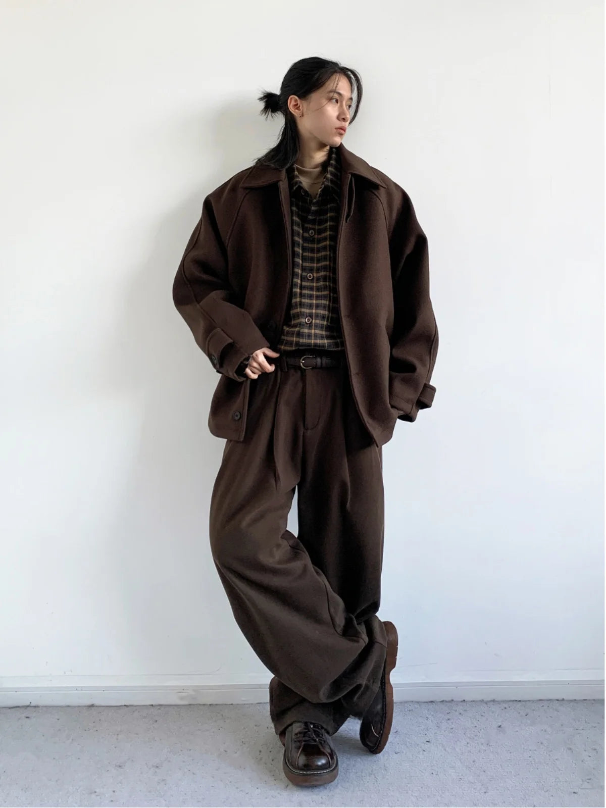 Winter 2025 New Style Japanese Retro Mermaid Woolen Coat Loose Shoulder Sleeve for Men And Women Trendy Long Sleeve Coat