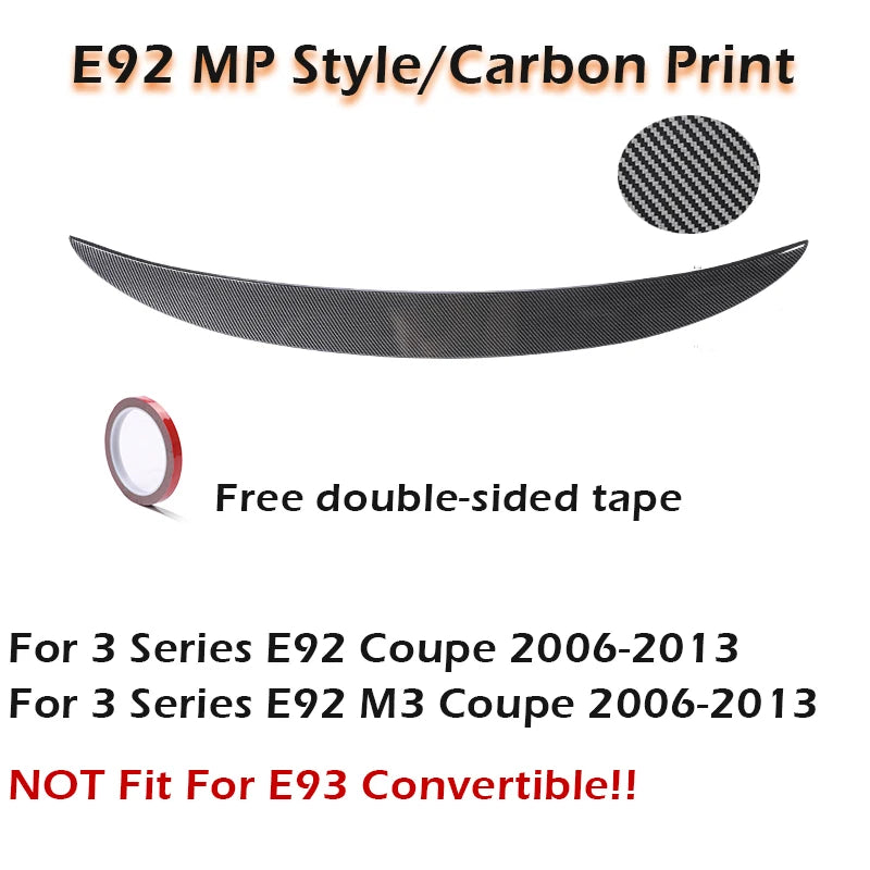 Rear Trunk Spoiler Wing Carbon Fiber M3 M4 MP PSM Style For BMW 3 Series E92 Coupe E93 Convertible M3 2006 -2014 320 325 328 330