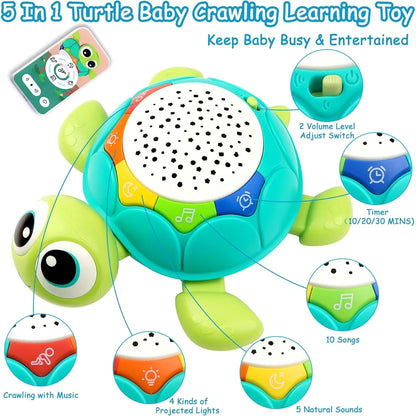 Musical Turtle Baby Toys Infant Light-up Projector Musical Tummy Time Toy Baby Crawling Toys Birthday Christmas Gift for Kids