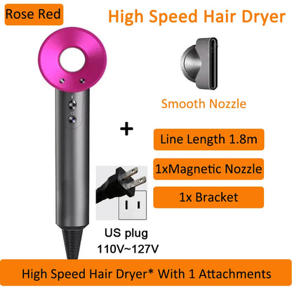 7 in 1 Hair Dryer Professional with Cold Hot Air Functionality Negative lon Blow Quick Dry Leafless Salon Home Hairdryer