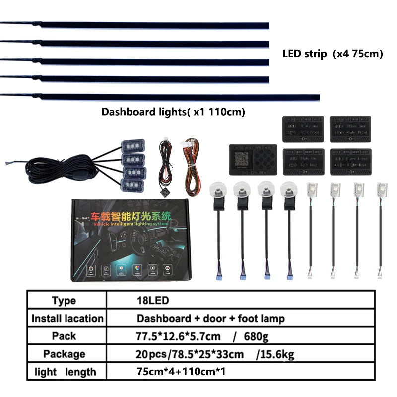 car interior accessories car interior ambient rgb light bar controller Footlight Door lights horn light led lamp for storage
