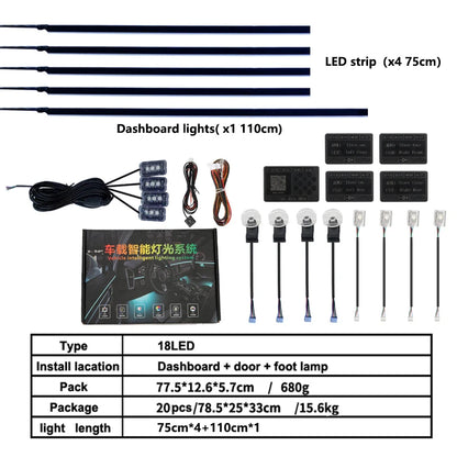 car interior accessories car interior ambient rgb light bar controller Footlight Door lights horn light led lamp for storage