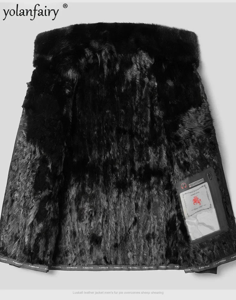 New Winter Parkas Men's Whole Mink Fur Coat Men Lapel Thick Fur Jacket Male Clothing Business Casual Jackets Casaco Masculino FC