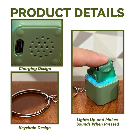 Rechargeable Keyboard Clicker Frog Fidget Toys W/ Sound Lights Portable Click Button Keychain for Kids Boys Girls Gift