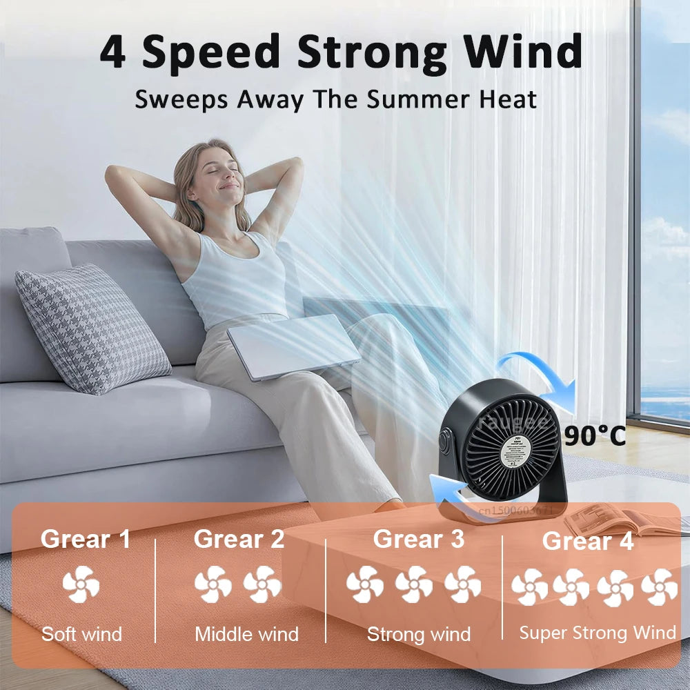 Portable Desk Fan Outdoor Camping Fan Tent Air Circulator USB Rechargeable Table Turbo Fan Wireless Wall Ceiling Fan 100 Speeds