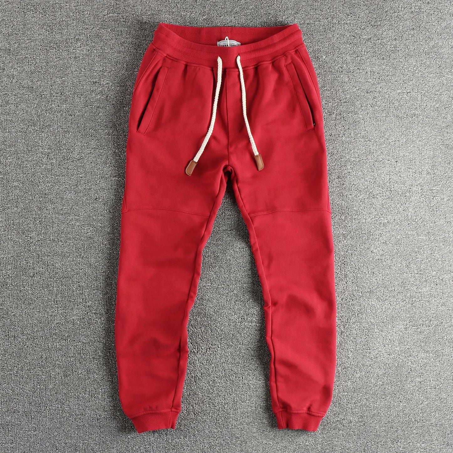 Autumn New American Retro Terry Cloth Solid Color Sweatpants Men's Simple Washed Drawstring Casual Sports Youth Ankle-tied Pants