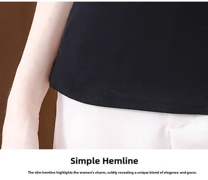 Lace Short Sleeve Slim Fit T-Shirt Women's Summer New Netting Thin Style round Neck Regular Length Pure Color Commute Style