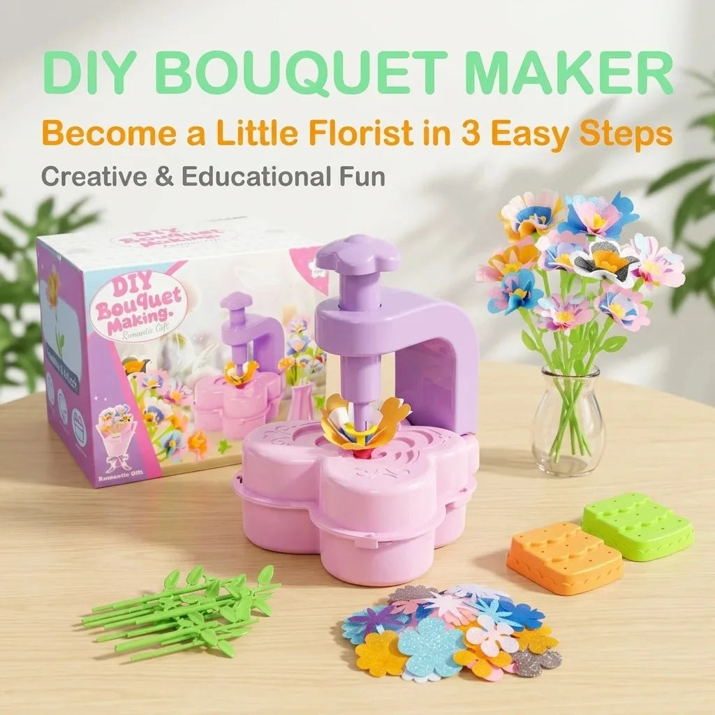 New Flower Press Craft Toy – Creative DIY Handmade Flower Arrangement Machine for Kids, Perfect Gift for Girls