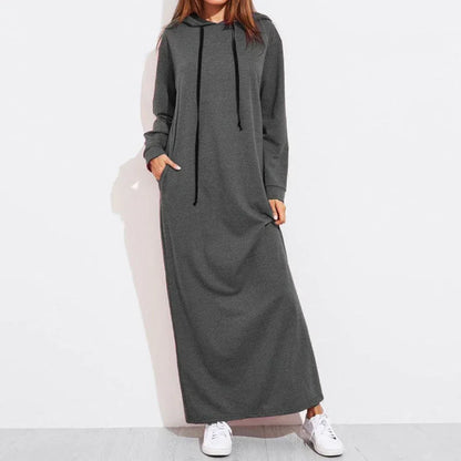 New Women's Sweater Dress Long Hooded Long Sleeve Pocket Elegant Dress Casual Sports Pullover Long Skirt Everyday Wear S-2XL