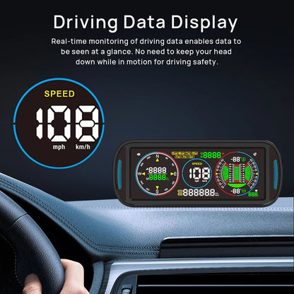 KWHUD Inclinometer 4X4 Off Road LCD Screen HUD Display Car Speedometer Digital GPS Odometer Tilt Pitch Angle Slope Meter Gadgets