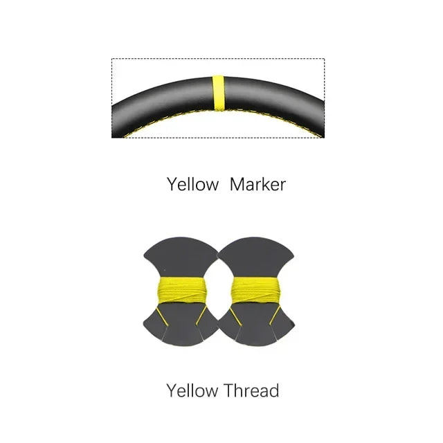 Black Faux Leather Car Steering Wheel Cover for Seat Ibiza (6J) 2008-2015 MII 2013-2020