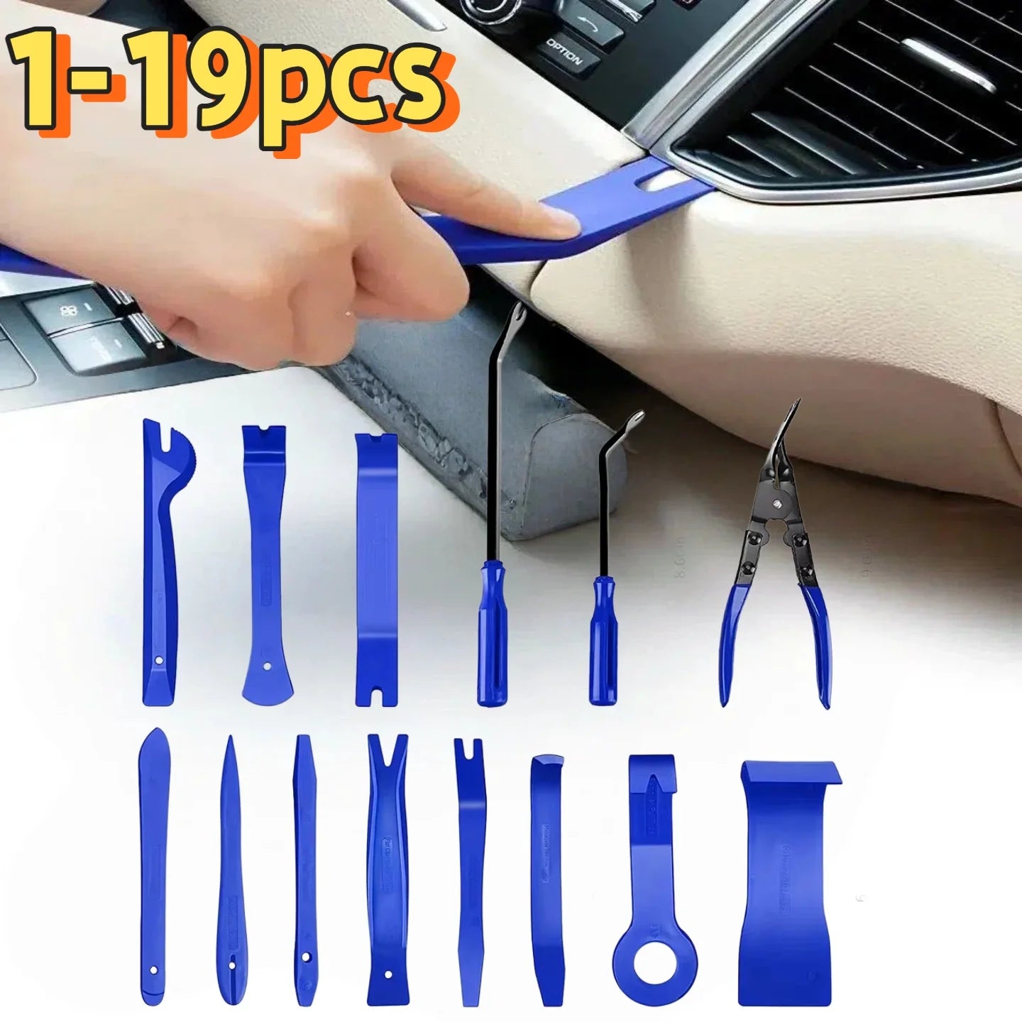 1-19pcs Car Hand Tool Set Car Disassembly Tool Kit Stereo Repair DVD Repair Tool Dashboard Removal Interior Plastic Trim Panel