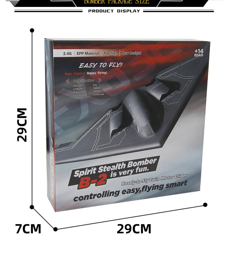 Rc Plane B2 Stealth Bomber 2Ch 34Cm Wingspain Cessna 2.4G Remote Control Airplane Aircraft Drone Toys for Adults Children
