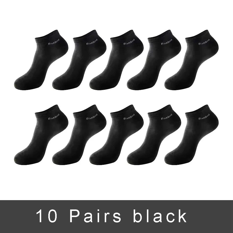 1/5/10 Pairs Men's Bamboo Fiber Ankle Socks High Quality Breathable Anti-Bacterial Casual Short Socks Size 38-45