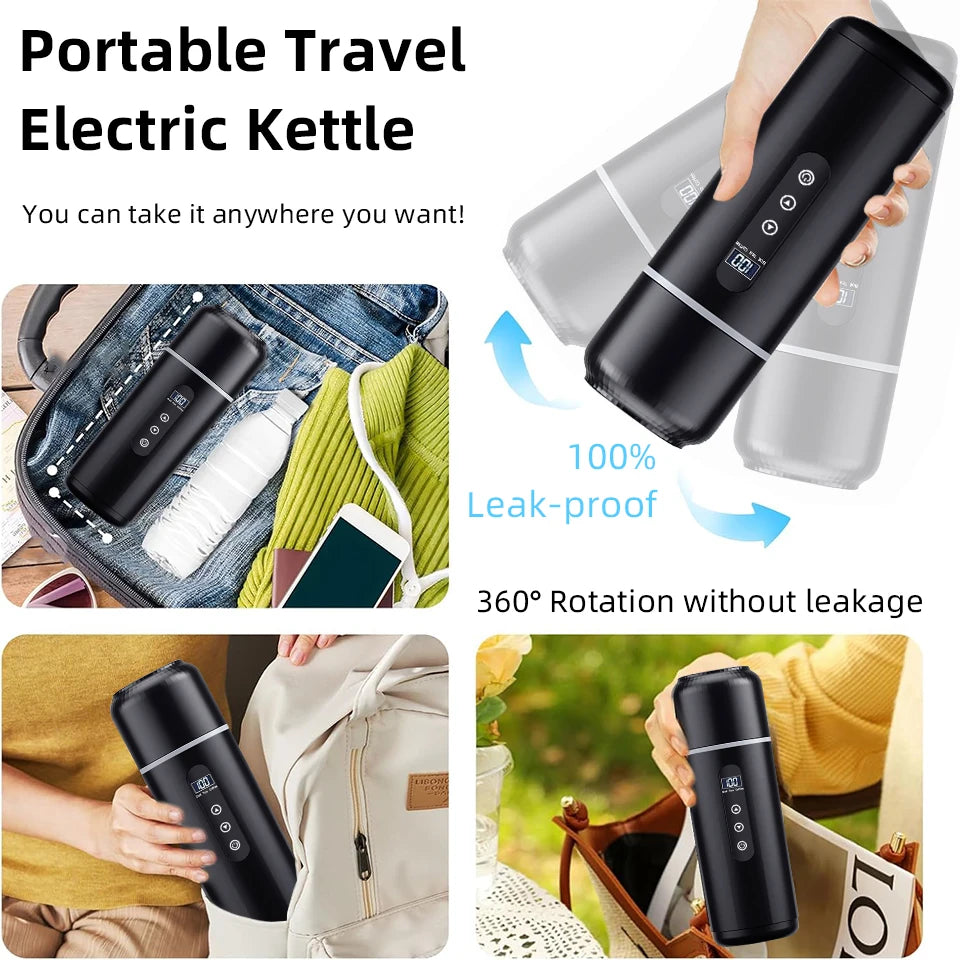 12V/24V Car Heating Cup 500ml Temperature Adjustable Coffee Tea Truck Cup with 304 Stainless Steel Dry Burn Protection & Cup Bag