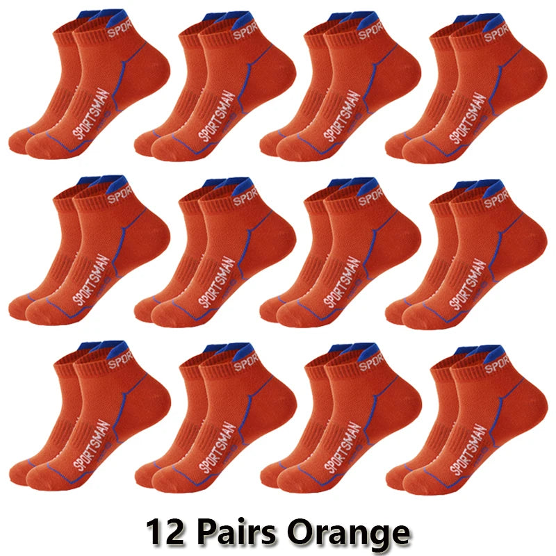 12 Pairs Summer Socks Men's Ankle Running Sports Socks Mesh Breathable Sweat Absorbent and Odor Fitness Low Cut Short Socks Thin