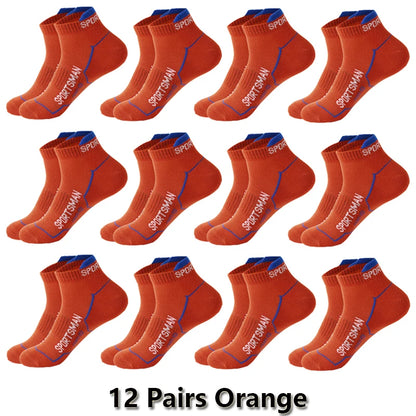 12 Pairs Summer Socks Men's Ankle Running Sports Socks Mesh Breathable Sweat Absorbent and Odor Fitness Low Cut Short Socks Thin