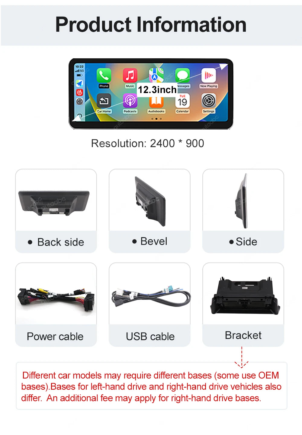 12.3“Wireless CarPlay For Mercedes Benz GLA CLA GLC GLK W205 W176 C117  Ultra thin Touch Multimedia screen with Android Auto BT